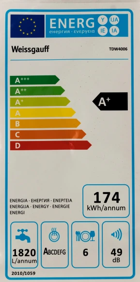 Посудомоечная машина Weissgauff TDW 4006 белый/черный (компактная)