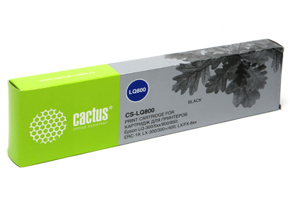 Картридж матричный Cactus CS-LQ800 C13S015633BA 12.7x10 черный для Epson LQ-300/5xx/800/850/ERC-19/LX-300/300+/400/MX 80 без чипа