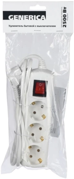 Сетевой удлинитель IEK У03В 3м (3 розетки) белый (пакет ПЭ) Сетевой удлинитель IEK У03В 3м (3 розетки) белый (пакет ПЭ)