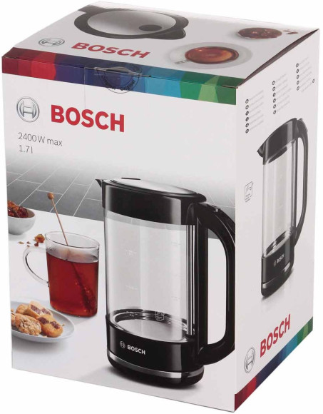 Чайник электрический Bosch TWK70B03 1.7л. 2400Вт черный корпус: стекло/пластик