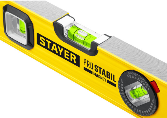 Уровень Stayer 3480-040 пузырьковый 3глаз. магнит. желтый Уровень Stayer 3480-040 пузырьковый 3глаз. магнит. желтый