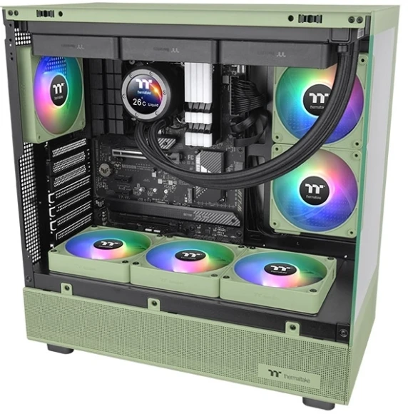 Вентилятор для корпуса Thermaltake CT140 EX Sync Matcha ARGB 140х140x25 зеленый 4-pin 30.7дБ (упак.:3шт) (CL-F197-PL14MG-A) Ret Вентилятор для корпуса Thermaltake CT140 EX Sync Matcha ARGB 140х140x25 зеленый 4-pin 30.7дБ (упак.:3шт) (CL-F197-PL14MG-A) Ret