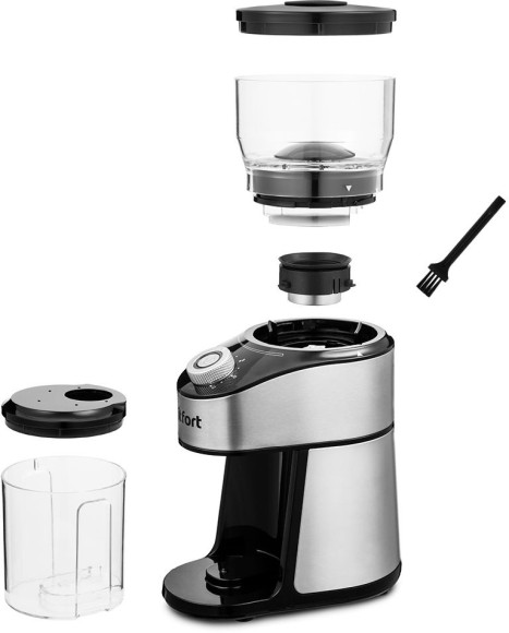 Кофемолка Kitfort КТ-744 сист.помол.:жернова вместим.:160гр черный