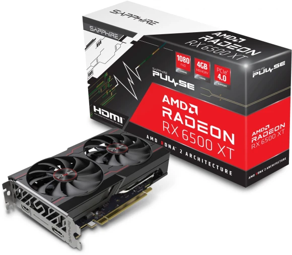 Видеокарта Sapphire PCI-E 4.0 11314-07-20G RX 6500XT Gaming OC Pulse AMD Radeon RX 6500XT 4Gb 64bit GDDR6 2685/18000 HDMIx1 DPx1 HDCP Ret Видеокарта Sapphire PCI-E 4.0 11314-07-20G RX 6500XT Gaming OC Pulse AMD Radeon RX 6500XT 4Gb 64bit GDDR6 2685/18000 HDMIx1 DPx1 HDCP Ret