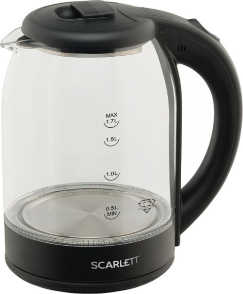 Чайник электрический Scarlett SC-EK27G90 1.7л. 1800Вт черный корпус: стекло