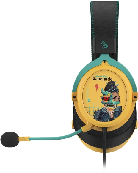 Наушники с микрофоном A4Tech Bloody M595 Renegade желтый/рисунок 2.3м мониторные USB оголовье (M595) Наушники с микрофоном A4Tech Bloody M595 Renegade желтый/рисунок 2.3м мониторные USB оголовье (M595)