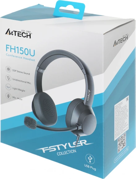 Наушники с микрофоном A4Tech Fstyler FH150U черный 2м накладные USB оголовье (FH150U BLACK)