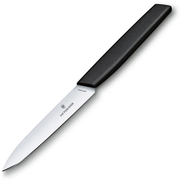 Нож кухонный Victorinox Swiss Modern (6.9003.10) стальной универсальный лезв.100мм прямая заточка черный Нож кухонный Victorinox Swiss Modern (6.9003.10) стальной универсальный лезв.100мм прямая заточка черный