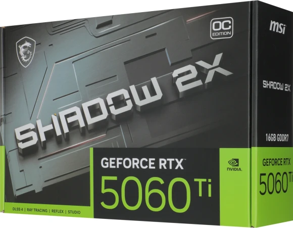 Видеокарта MSI PCI-E 5.0 RTX 5060 TI 16G SHADOW 2X OC PLUS NVIDIA GeForce RTX 5060TI 16Gb 128bit GDDR7 2602/28000 HDMIx1 DPx3 HDCP Ret Видеокарта MSI PCI-E 5.0 RTX 5060 TI 16G SHADOW 2X OC PLUS NVIDIA GeForce RTX 5060TI 16Gb 128bit GDDR7 2602/28000 HDMIx1 DPx3 HDCP Ret