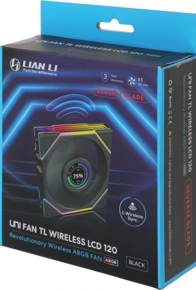 Вентилятор для корпуса Lian-Li Uni Fan TL Wireless LCD 120 LCD Reverse ARGB 120х124x28 черный 4-pin 31дБ (G99.12RTLLCD1W1B.R0) Ret Вентилятор для корпуса Lian-Li Uni Fan TL Wireless LCD 120 LCD Reverse ARGB 120х124x28 черный 4-pin 31дБ (G99.12RTLLCD1W1B.R0) Ret
