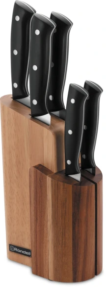 Набор ножей кухон. Rondell Dual RD-1943 компл.:6предм. с подставкой черный подар.коробка