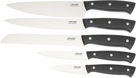 Набор ножей кухон. Rondell Dual RD-1943 компл.:6предм. с подставкой черный подар.коробка