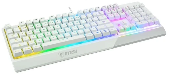 Клавиатура MSI GK30 белый USB Multimedia for gamer LED (подставка для запястий) (S11-04RU304-CLA) кабель 1.8м