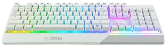Клавиатура MSI GK30 белый USB Multimedia for gamer LED (подставка для запястий) (S11-04RU304-CLA) кабель 1.8м