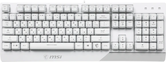 Клавиатура MSI GK30 белый USB Multimedia for gamer LED (подставка для запястий) (S11-04RU304-CLA) кабель 1.8м