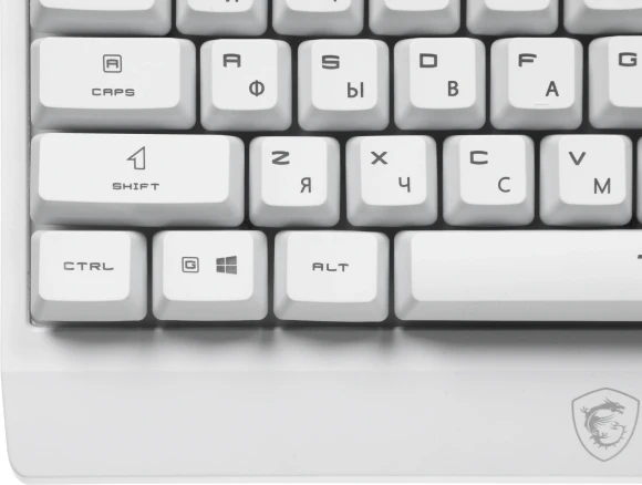 Клавиатура MSI GK30 белый USB Multimedia for gamer LED (подставка для запястий) (S11-04RU304-CLA) кабель 1.8м