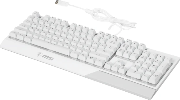 Клавиатура MSI GK30 белый USB Multimedia for gamer LED (подставка для запястий) (S11-04RU304-CLA) кабель 1.8м
