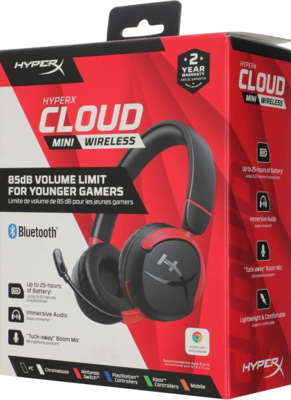 Наушники с микрофоном HyperX Cloud Mini черный/красный накладные BT оголовье (7G8F1AA) Наушники с микрофоном HyperX Cloud Mini черный/красный накладные BT оголовье (7G8F1AA)