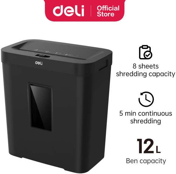 Шредер Deli ET021 черный с автоподачей (секр.P-4) фрагменты 8лист. 12лтр. Шредер Deli ET021 черный с автоподачей (секр.P-4) фрагменты 8лист. 12лтр.