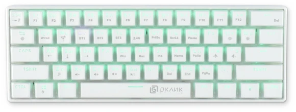 Клавиатура Оклик K763W механическая белый USB беспроводная BT/Radio Multimedia for gamer LED (1920562)