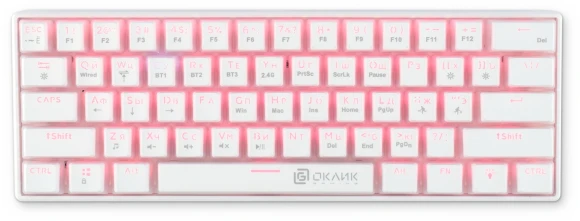 Клавиатура Оклик K763W механическая белый USB беспроводная BT/Radio Multimedia for gamer LED (1920562)