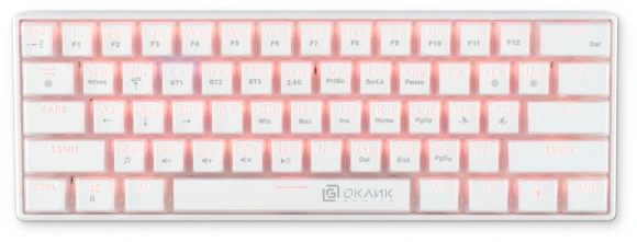 Клавиатура Оклик K763W механическая белый USB беспроводная BT/Radio Multimedia for gamer LED (1920562)