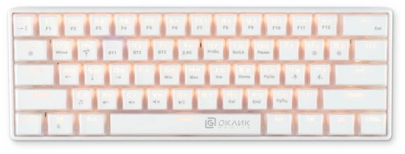 Клавиатура Оклик K763W механическая белый USB беспроводная BT/Radio Multimedia for gamer LED (1920562)