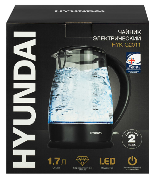 Чайник электрический Hyundai HYK-G2011 1.7л. 2200Вт черный корпус: стекло/пластик Чайник электрический Hyundai HYK-G2011 1.7л. 2200Вт черный корпус: стекло/пластик