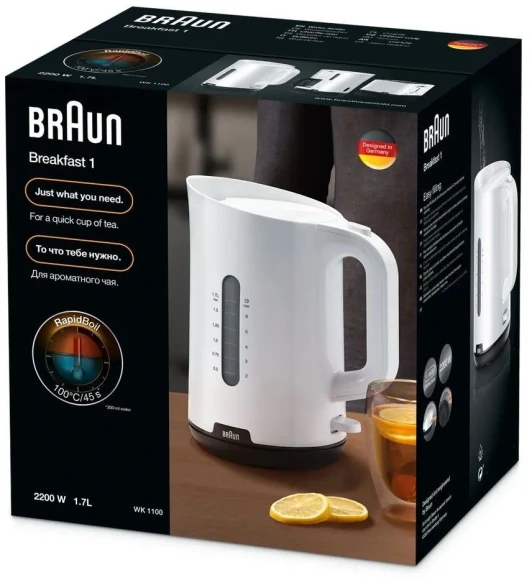 Чайник электрический Braun WK1100WH 1.7л. 2200Вт белый корпус: пластик