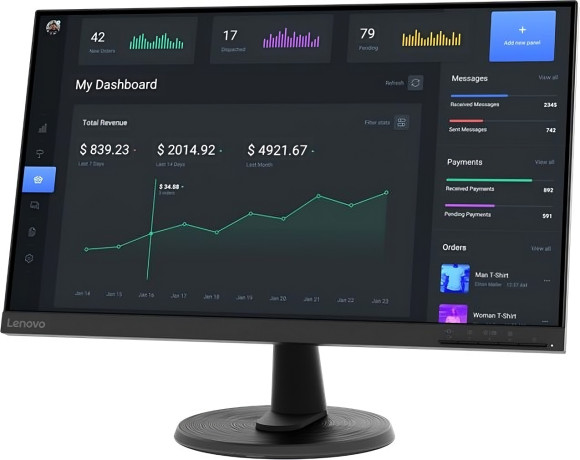 Монитор Lenovo 23.8" ThinkVision C24-40 черный VA 4ms 16:9 HDMI матовая 250cd 178гр/178гр 1920x1080 75Hz FreeSync VGA FHD 3.3кг