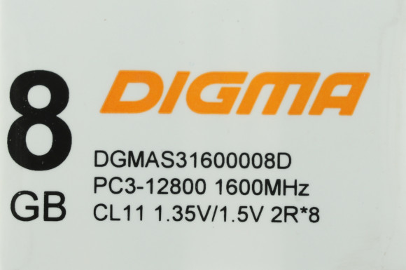 Память DDR3 8GB 1600MHz Digma DGMAS31600008D RTL PC3-12800 CL11 SO-DIMM 204-pin 1.35В dual rank Ret