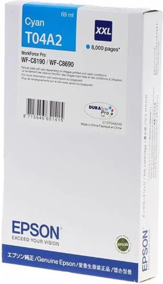 Картридж струйный Epson C13T04A240 голубой (8000стр.) для Epson WF-C8190/C8690