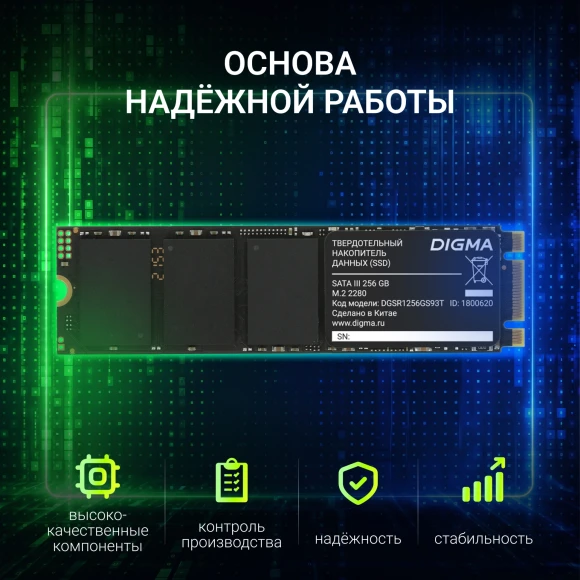 Накопитель SSD Digma SATA-III 256GB DGSR1256GS93T Run S9 M.2 2280