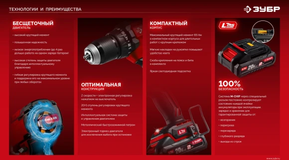 Дрель-шуруповерт Зубр ДБУ-65-22 40Вт аккум. патрон:быстрозажимной