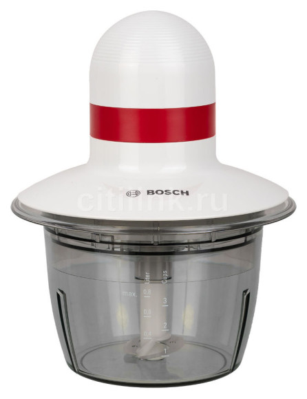 Измельчитель электрический Bosch MMRP1000 0.8л. 400Вт белый/красный Измельчитель электрический Bosch MMRP1000 0.8л. 400Вт белый/красный