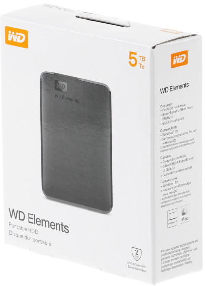 Жесткий диск WD USB3.0 5TB WDBU6Y0050BBK-WESN Elements Portable 2.5" черный