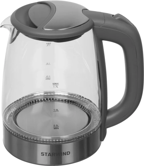 Чайник электрический Starwind SKG2315 1.7л. 2200Вт серый/серебристый корпус: стекло/металл/пластик