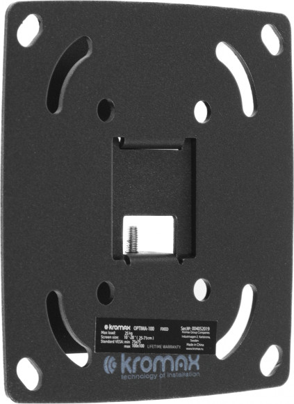 Кронштейн для телевизора Kromax OPTIMA-100 черный 10"-28" макс.25кг настенный фиксированный