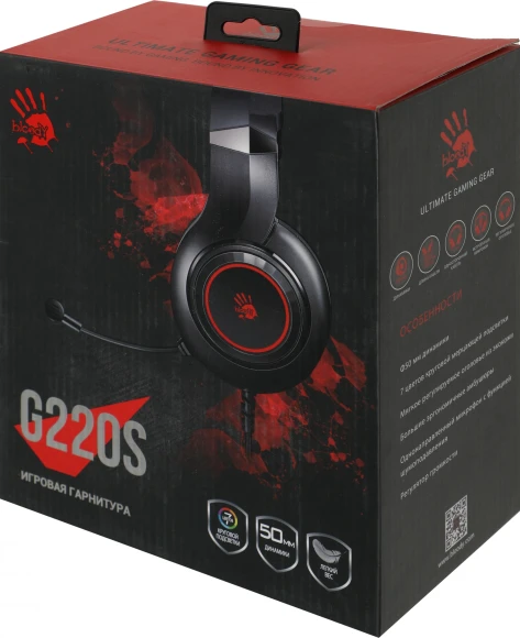 Наушники с микрофоном A4Tech Bloody G220S черный 2м мониторные USB оголовье (G220S USB/ BLACK) Наушники с микрофоном A4Tech Bloody G220S черный 2м мониторные USB оголовье (G220S USB/ BLACK)