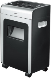 Шредер Deli 9915 черный (секр.P-4) фрагменты 10лист. 21лтр. скрепки скобы пл.карты CD Шредер Deli 9915 черный (секр.P-4) фрагменты 10лист. 21лтр. скрепки скобы пл.карты CD