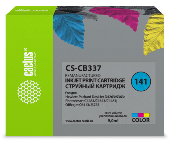 Картридж струйный Cactus CS-CB337 №141 многоцветный (9мл) для HP DJ D4263/D4363/D5360/DJ J5783/J6413 с чипом