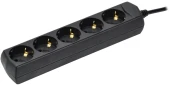 Сетевой удлинитель IEK У05 5м (5 розеток) черный (пакет ПЭ) Сетевой удлинитель IEK У05 5м (5 розеток) черный (пакет ПЭ)