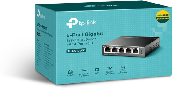 Коммутатор TP-Link TL-SG105PE (L2) 5x1Гбит/с 4PoE+ 65W управляемый Коммутатор TP-Link TL-SG105PE (L2) 5x1Гбит/с 4PoE+ 65W управляемый