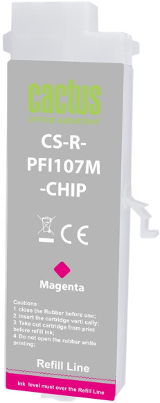 Картридж перезаправляемый струйный Cactus CS-R-PFI107M-CHIP пурпурный (260мл) для Canon imageProGRAF iPF670/680/685/770/780/785 с чипом Картридж перезаправляемый струйный Cactus CS-R-PFI107M-CHIP пурпурный (260мл) для Canon imageProGRAF iPF670/680/685/770/780/785 с чипом
