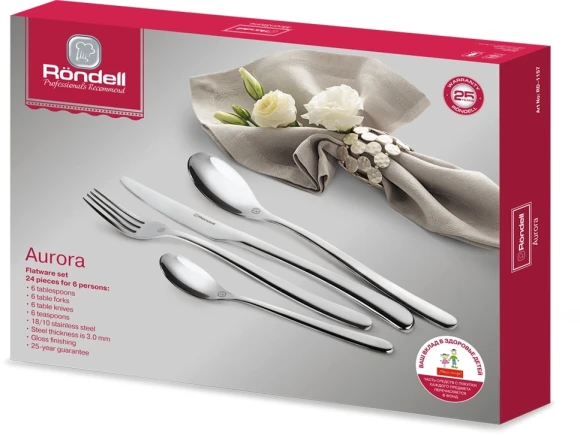 Набор столовых приборов Rondell Aurora RD-1157 набор из 24предм. стальной