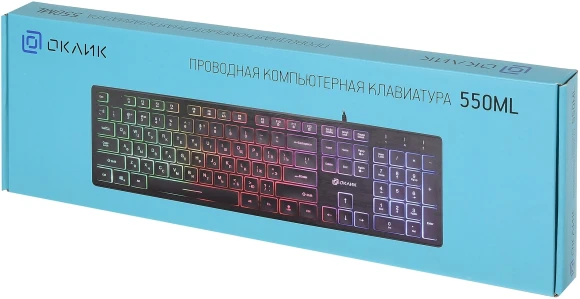 Клавиатура Оклик 550ML черный USB slim Multimedia LED (1061617) Клавиатура Оклик 550ML черный USB slim Multimedia LED (1061617)