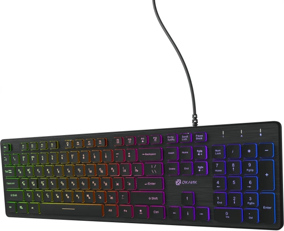 Клавиатура Оклик 550ML черный USB slim Multimedia LED (1061617) Клавиатура Оклик 550ML черный USB slim Multimedia LED (1061617)