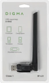 Адаптер USB Digma D-BT60 Bluetooth 6.0+EDR+BLE class 1 200м черный