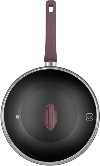 Сковорода ВОК (WOK) Rondell Fest RDA-1527 круглая 28см покрытие: Xylan Plus ручка несъемная (с крышкой) черный