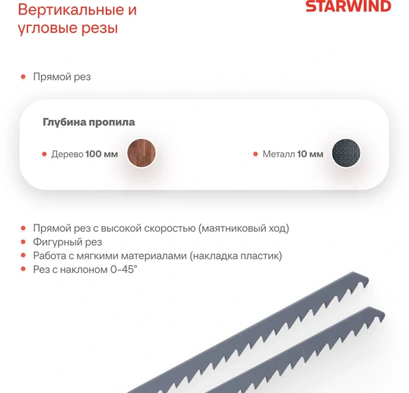 Лобзик Starwind JS100-900S1 +2пил. 900Вт 3000ходов/мин от электросети